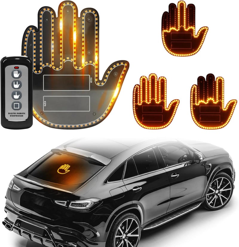 DIBMS Hand Gesture Light with Remote, Red LED Finger Funny Window Sign Light Accessories for Car Truck - Image 1
